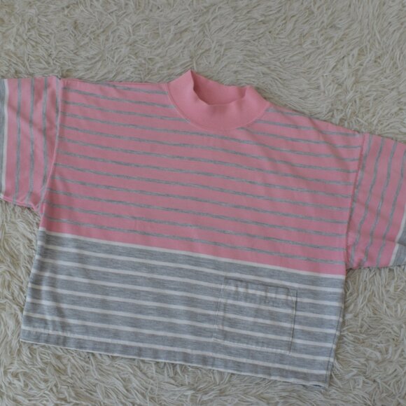 Vintage 90s Pink/Gray Mockneck Crop Tee by Nike - Picture 10 of 11